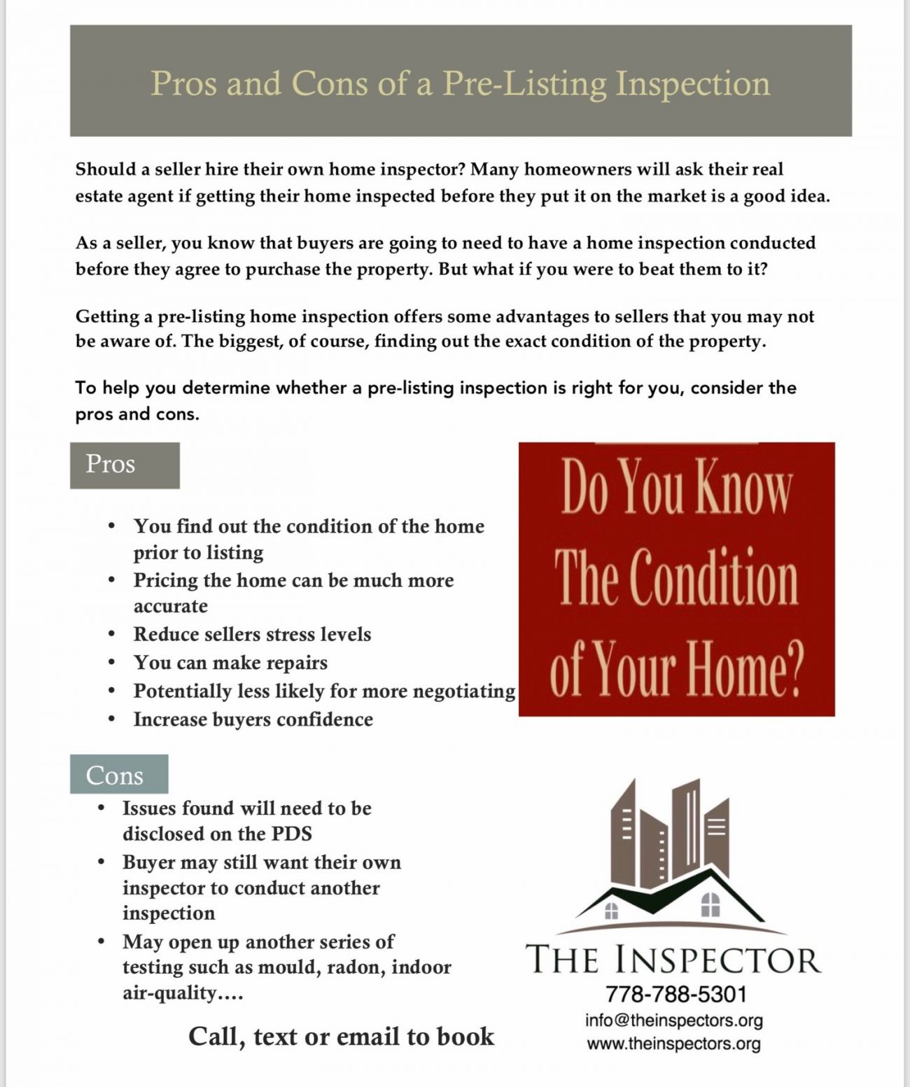 What are the Pros and Cons of a Pre-Listing Inspection